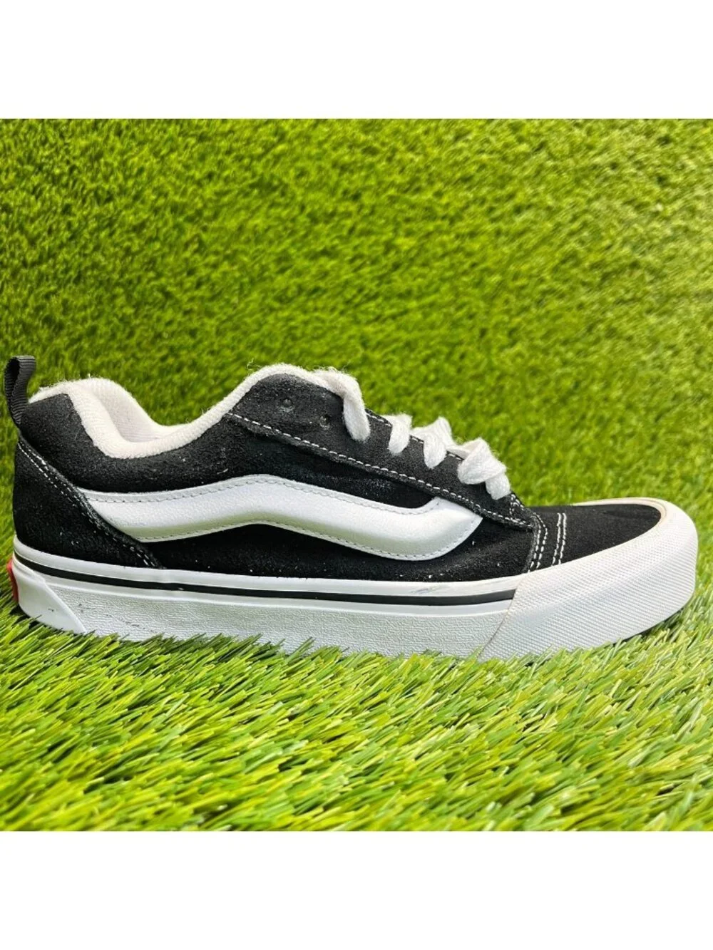 Vans Knu Skool Womens Size 8.5 Mens 7 Black White Athletic Skate Shoes Sneakers